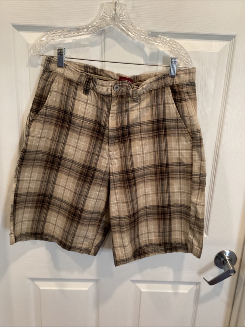 Covington Men's Plaid Cotton Shorts in Beige and Brown